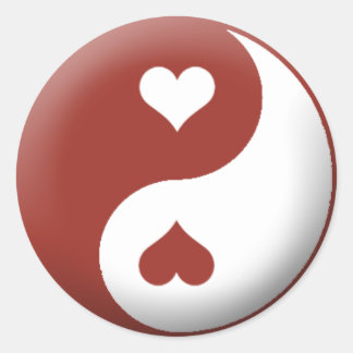 Pegatina Redonda Yin Yang Heart