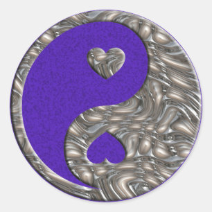 Pegatina Redonda Yin & Yang / Hearts SILVER