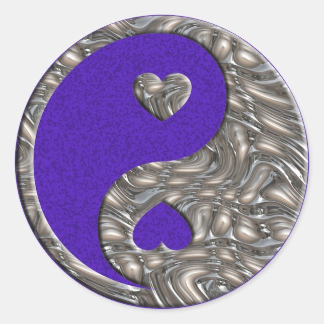 Pegatina Redonda Yin & Yang / Hearts SILVER (Anverso)