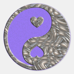 Pegatina Redonda Yin & Yang / Hearts SILVER plaqueta de lils