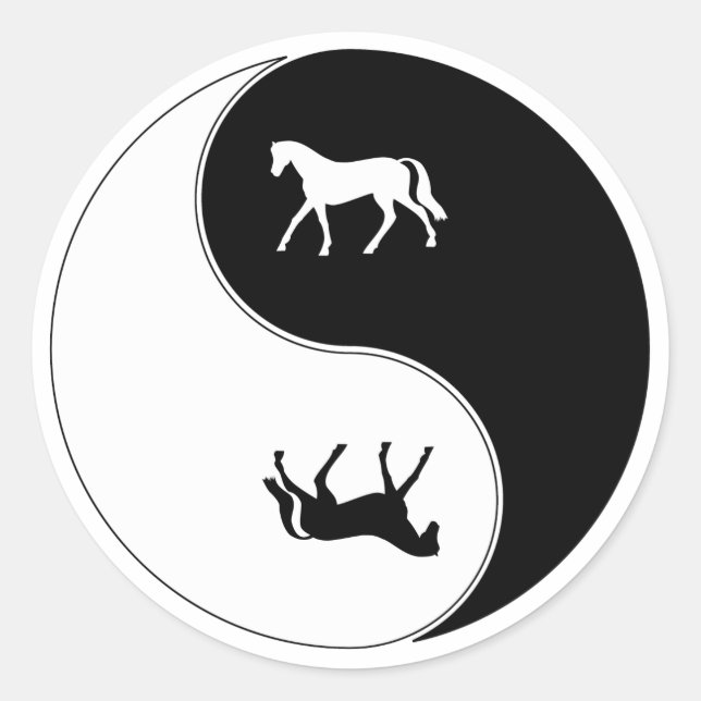 Pegatina Redonda Yin Yang Horse (Anverso)