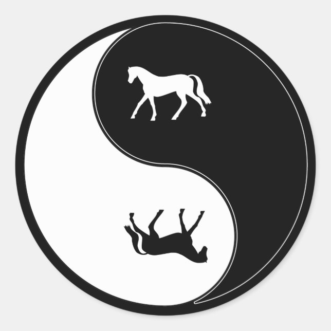 Pegatina Redonda Yin Yang Horse (Anverso)