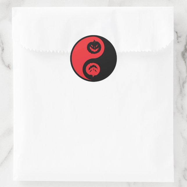 Pegatina Redonda Yin Yang Jack-o-lantern Calabazas T-Shirt (Bolso)