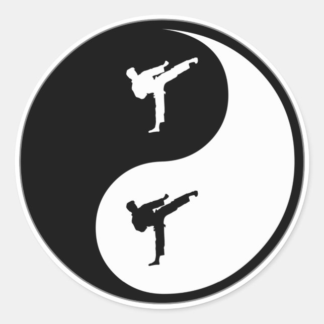 Pegatina Redonda Yin Yang Karate (Anverso)