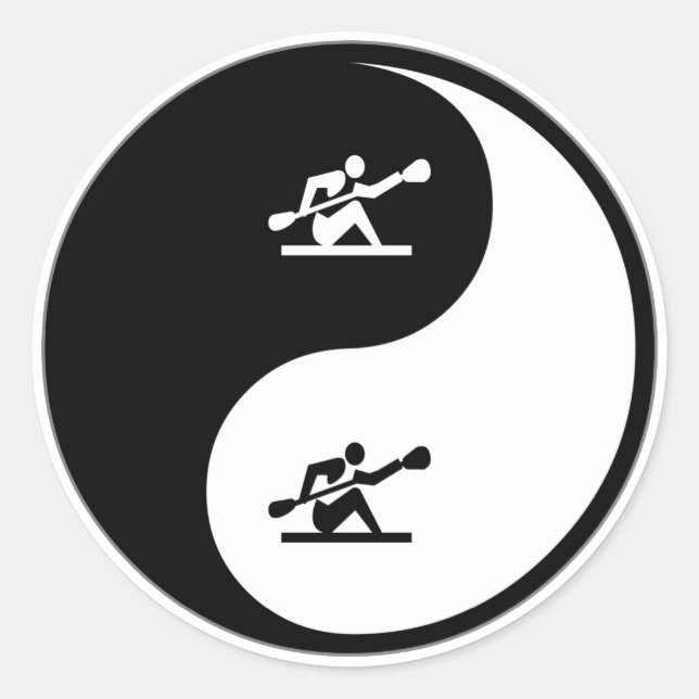 Pegatina Redonda Yin Yang Kayaking (Anverso)