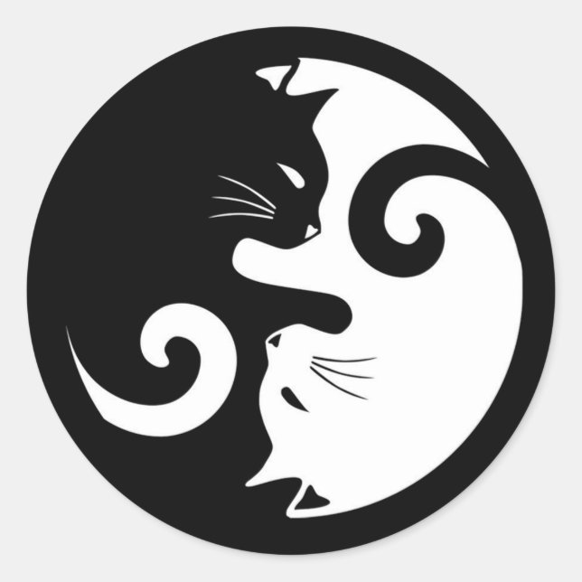 Pegatina Redonda Yin Yang Kitties (Anverso)