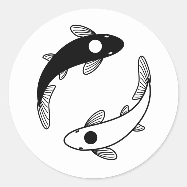 Pegatina Redonda Yin Yang Koi Fish (Anverso)
