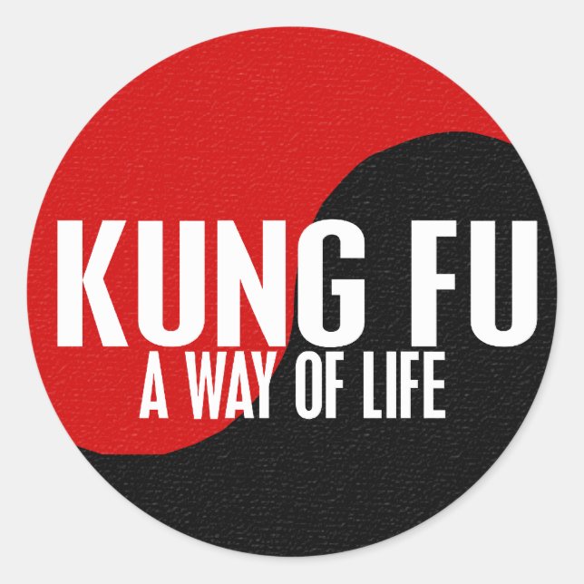 Pegatina Redonda Yin Yang Kung Fu (Anverso)