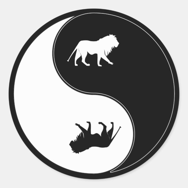 Pegatina Redonda Yin Yang Lion (Anverso)