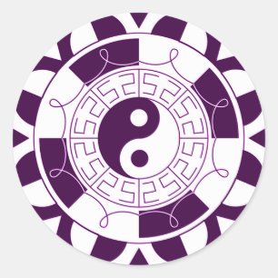 Pegatina Redonda Yin Yang Mandala