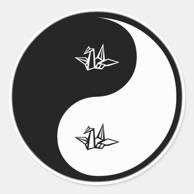 Pegatina Redonda Yin Yang Origami (Anverso)