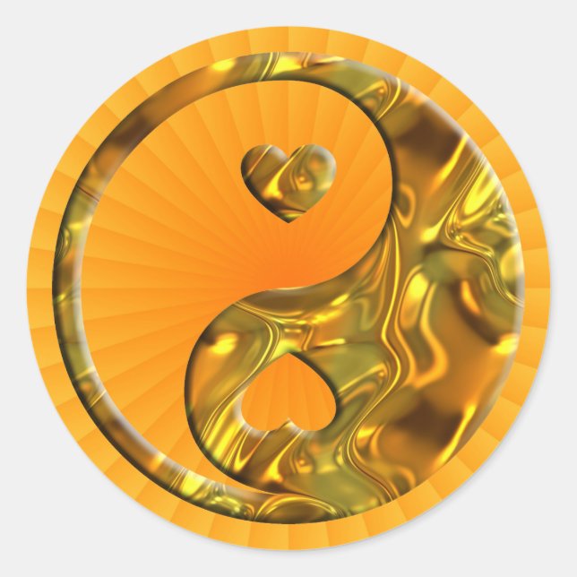 Pegatina Redonda Yin & Yang / Oro del corazón (Anverso)