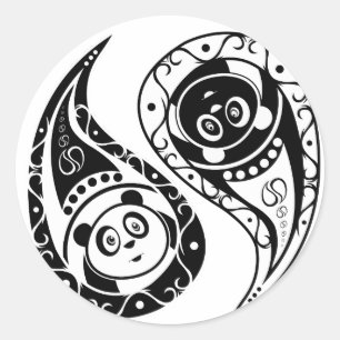 Pegatina Redonda Yin-Yang Panda