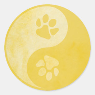 Pegatina Redonda Yin Yang Paw Gold