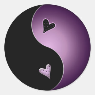 Pegatina Redonda yin yang púrpura