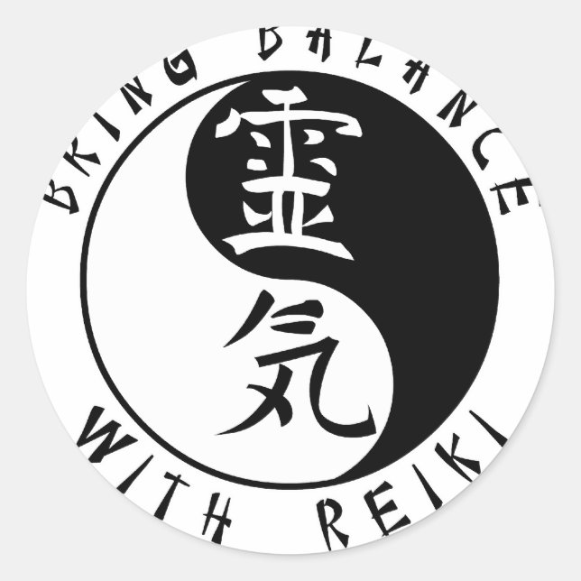 Pegatina Redonda Yin Yang Reiki Kanji (Anverso)