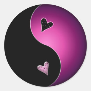 Pegatina Redonda yin yang rosa