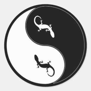 Pegatina Redonda Yin Yang Salamander