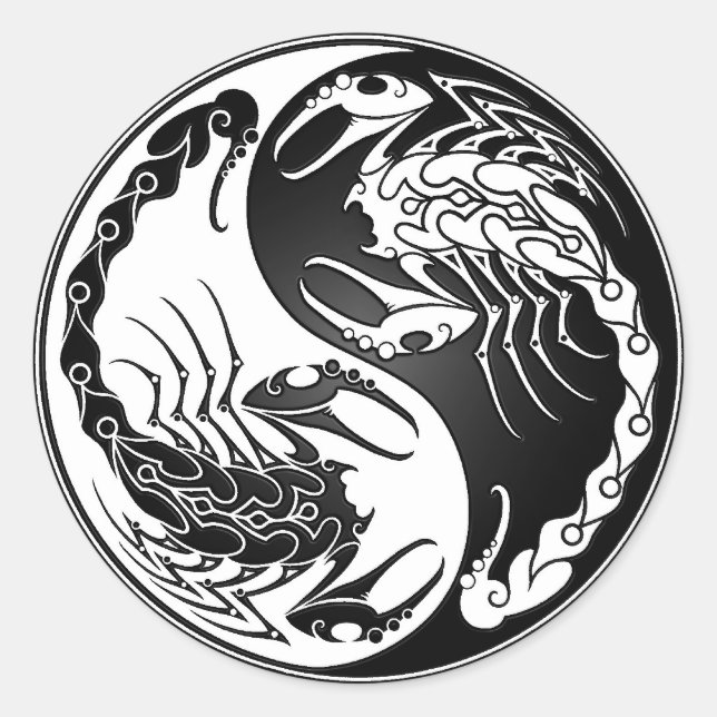 Pegatina Redonda Yin Yang Scorpions (Anverso)