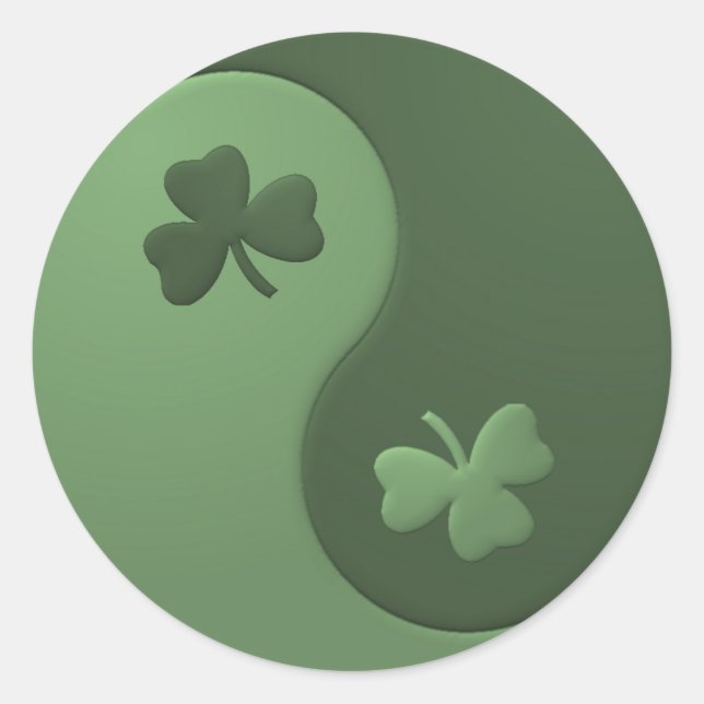Pegatina Redonda Yin Yang Shamrocks (Anverso)
