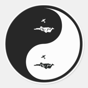 Pegatina Redonda Yin Yang Skydiving