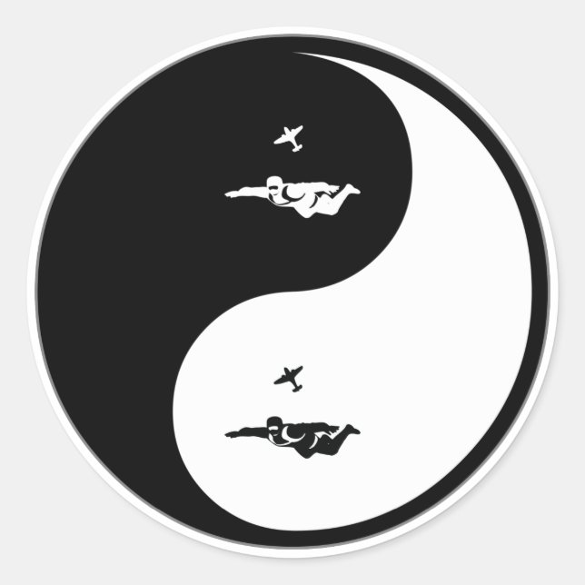 Pegatina Redonda Yin Yang Skydiving (Anverso)