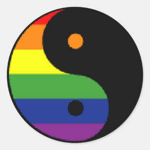 Pegatina Redonda Yin-Yang-Symbol-Arcoiris