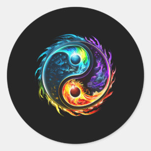 Pegatina Redonda Yin Yang, Taoísmo, Tai Chi, Qi Gong, Polaridad, Du
