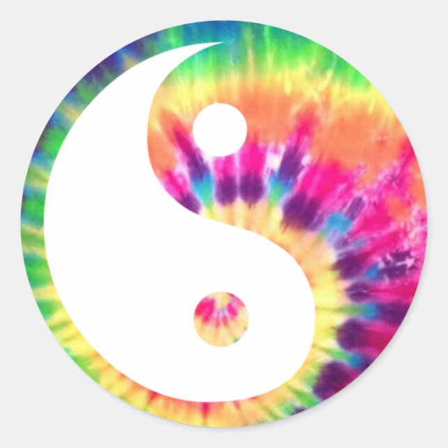 Pegatina Redonda Yin-Yang Tie Dye (Anverso)