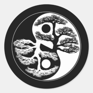 Pegatina Redonda Yin Yang Tree