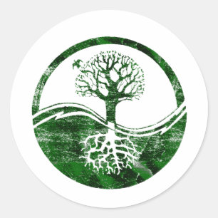 Pegatina Redonda Yin Yang Tree