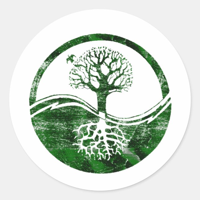 Pegatina Redonda Yin Yang Tree (Anverso)