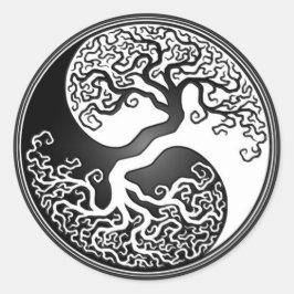 Pegatina Redonda Yin Yang Tree