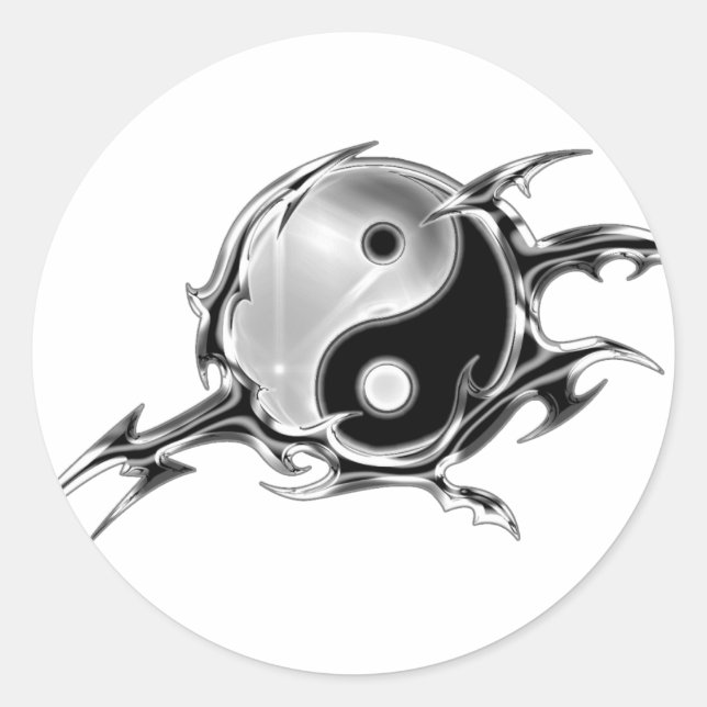 Pegatina Redonda Yin Yang tribal (Anverso)