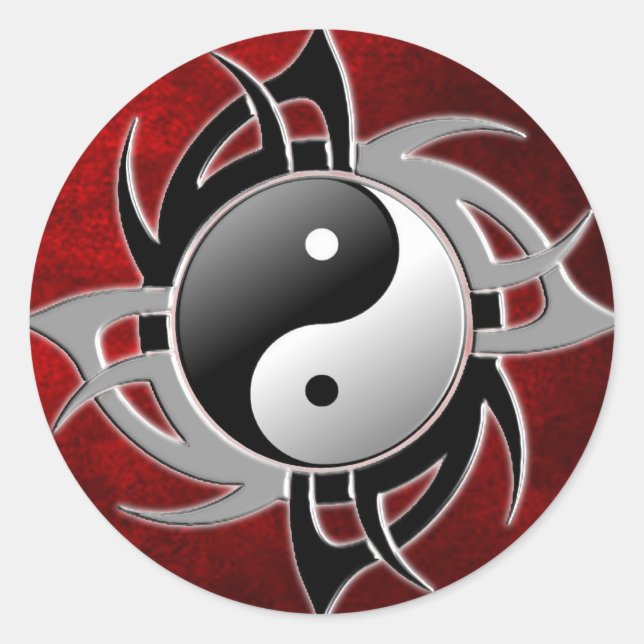 PEGATINA REDONDA YIN YANG TRIBAL 3D (Anverso)