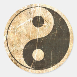 Pegatina Redonda Yin Yang, un yin vintage crachado y gastado