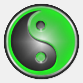 Pegatina Redonda Yin Yang verde