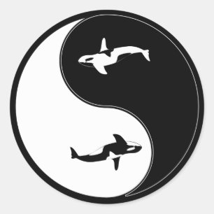 Pegatina Redonda Yin Yang Whale