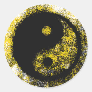 Pegatina Redonda Yin Yang Yellow Black The MUSEUM Zazzle Gifts