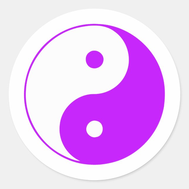 Pegatina Redonda Yin Yang Ying Rótulo taoísmo chino Taijitu púrpura (Anverso)