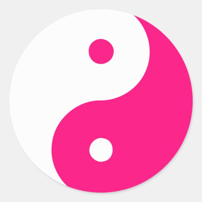Pegatina Redonda Yin Yang Ying Rótulo taoísmo chino Taijitu rosado (Anverso)