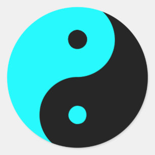 Pegatina Redonda Yin Yang Ying Rótulo taoísmo Taijitu Azul chino