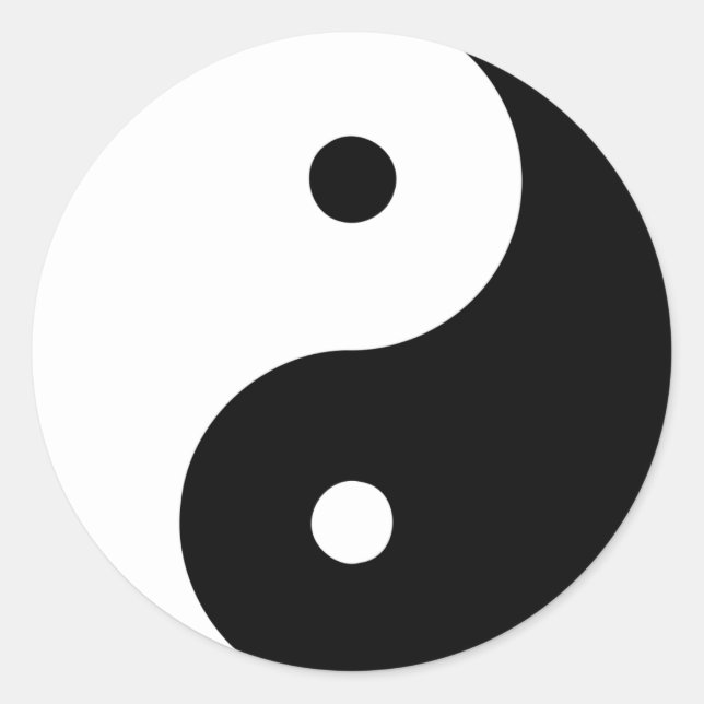 Pegatina Redonda Yin Yang Ying Taoism Rótulo chino Taijitu Black (Anverso)