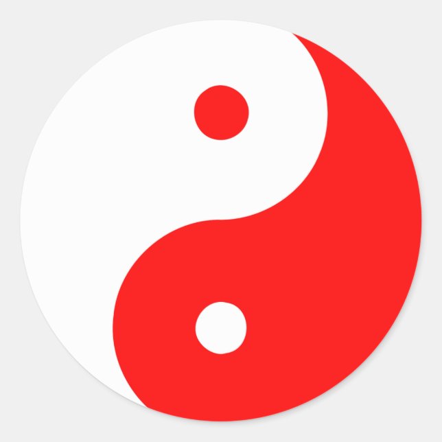 Pegatina Redonda Yin Yang Ying Taoism Rótulo chino Taijitu Red (Anverso)