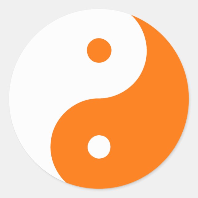 Pegatina Redonda Yin Yang Ying Taoism Rótulo taijitu Naranja chino (Anverso)
