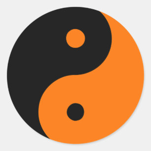Pegatina Redonda Yin Yang Ying Taoism Rótulo taijitu Naranja chino