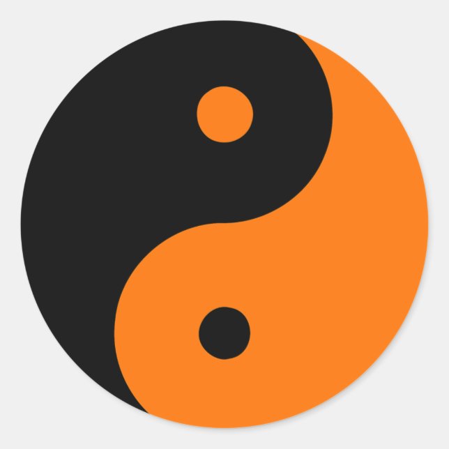 Pegatina Redonda Yin Yang Ying Taoism Rótulo taijitu Naranja chino (Anverso)
