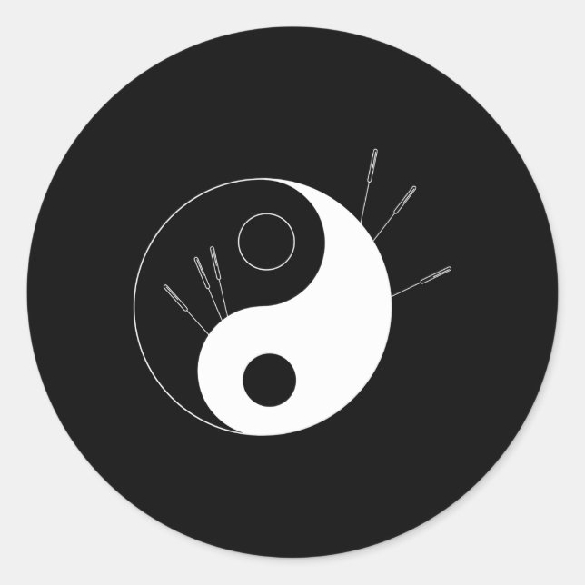 Pegatina Redonda Ying Yang Acupuncture Therapist (Anverso)
