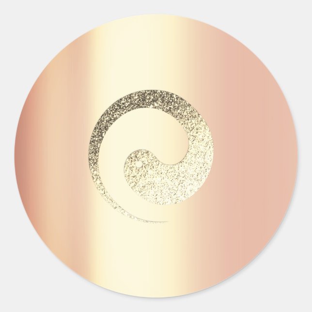 Pegatina Redonda Ying Yang Balance Rosa de oro Ritmo Espiritual Inf (Anverso)