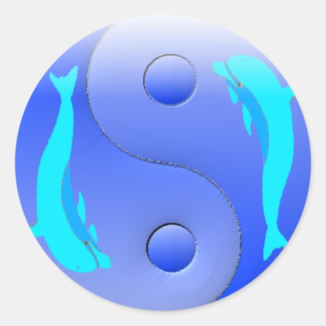 Pegatina Redonda Ying-Yang Dolphin (Anverso)